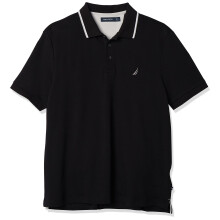 Nautica m?nds klassiske fit kort?rmet dobbelt tip krave polo shirt ?gte sort 3x-stor