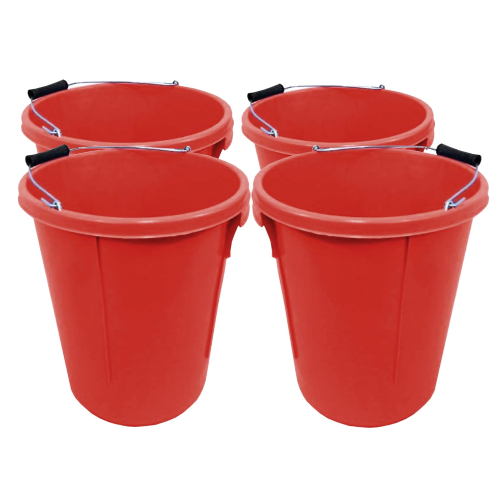X4 Red Plaster Bucket For Building Mixing And Holding Water 25L 5061086700845