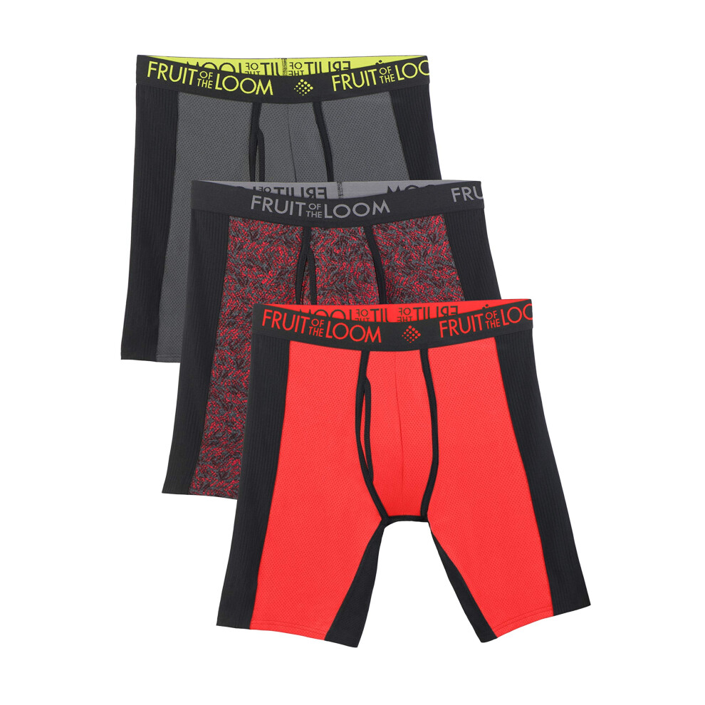 Fruit of the Loom mens Breathable Underwear Boxer Briefs  Long Leg Boxer Brief - Ultra Flex 3 Pack  X-Large US