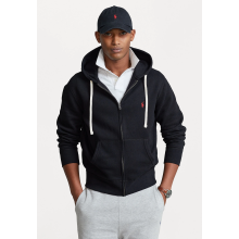 (UK Size M, Black) Polo Ralph Lauren Men's Classic Fleece Full Zip Pony Logo Hooded Sweatshirt