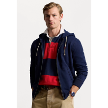 (UK Size L, Navy) Polo Ralph Lauren Men's Classic Fleece Full Zip Pony Logo Hooded Sweatshirt