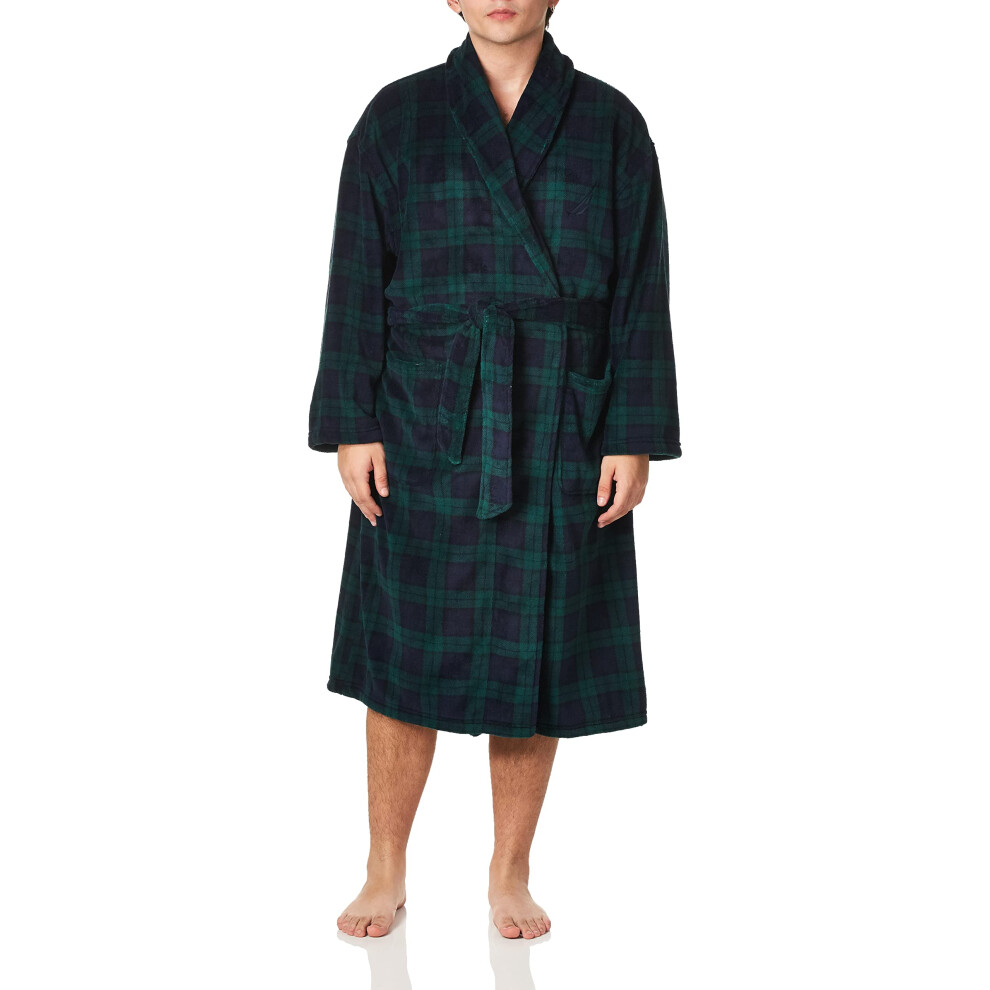Peignoir à manches longues et col châle en peluche douce et confortable pour homme Nautica, bleu marine maritime, taille unique