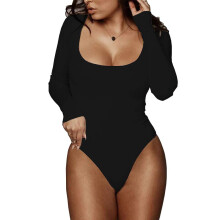 Body b   sico de manga larga con escote cuadrado para mujer de BelleLovin