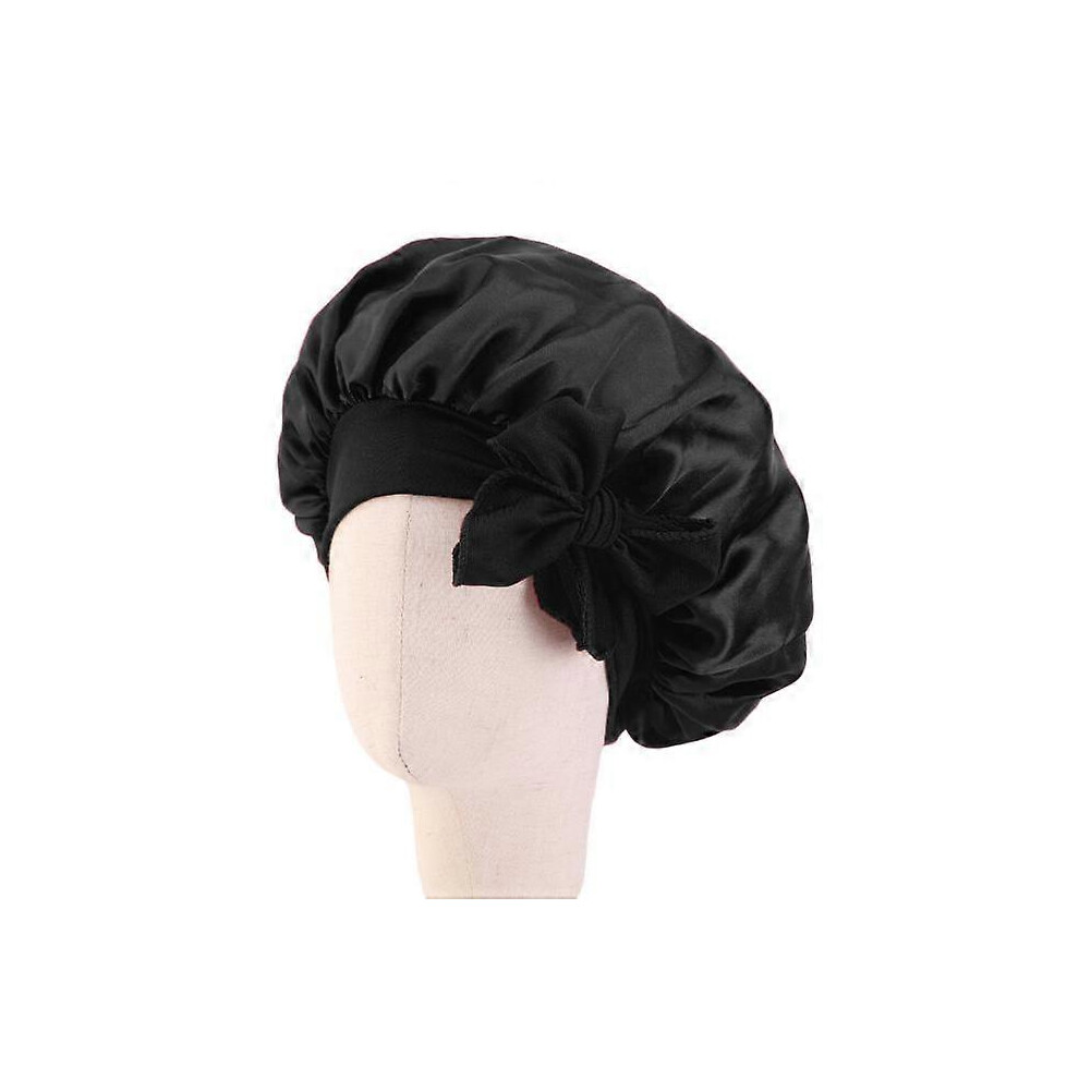 (Black) Baby Bonnet Silk Bonnet For Kids Sleeping Cap Curly Hair Silk Bonnets Black