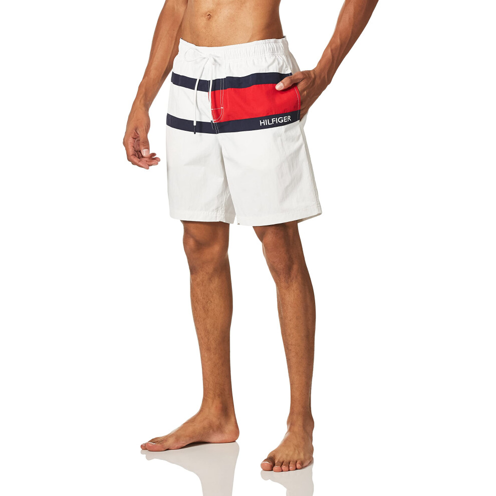 Tommy Hilfiger mens 7"""" Swim Trunks  White  Large US