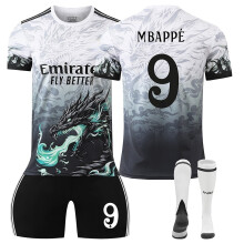 (26(140-150CM)) 24/25 Madrid Popular Dragon Pattern Soccer Activewear Print No.9 Mbappe Fans Training Football Jerseys Kits