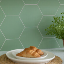 WallPops Luxury Self Adhesive Vinyl Wall Tiles HEXAGON GREEN - Pack Of 9 Tiles (0.23sqm)