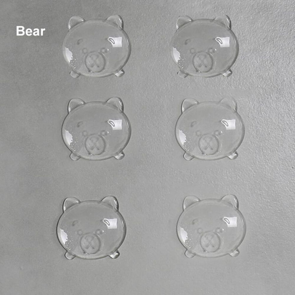 (40x8mm Bear) 6pcs/set Transparent Soft Silicone Wall Protector Door Handle  Bumper Protective Plug Non Slip Door Stopper Self-adhesive Bumper