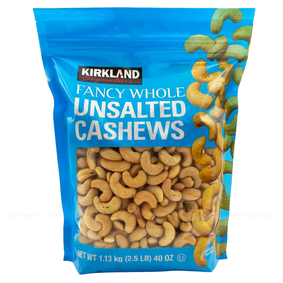 Kirkland Signature Fancy Whole Unsalted & Roasted Cashews Nuts Bag 1.13Kg
