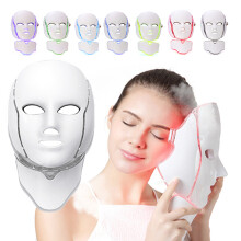 7 LED Photon Face Mask Neck Rejuvenation Photon Light Therapy Wrinkles Anti aging