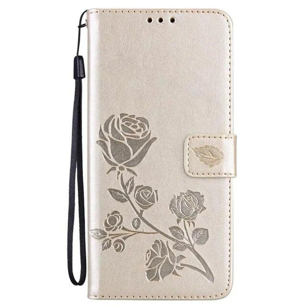 (gold, Samsung Galaxy A35 5G) Book Case For Samsung Xiaomi Redmi Iphone Oppo Realme Honor 3D Cute Flower Leather Flip Wallet Cover Soft Men Women Gift With Lanyard Card Slots Stand