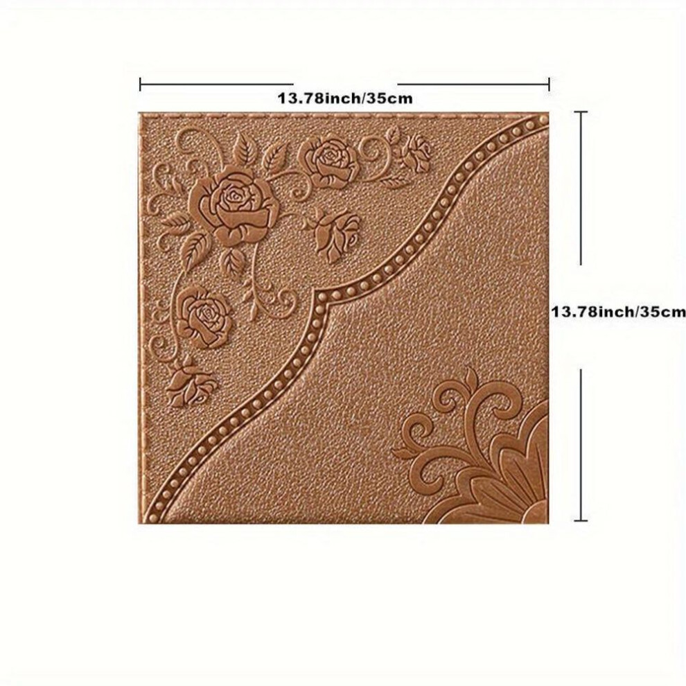 (brown, 5pcs 35*35cm) 1/5/10pcs 35*35cm  Ceiling Roof Self-adhesive Warm Bedroom 3D Three-dimensional Wall Attached To The Background Wall