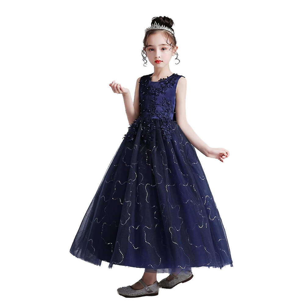 (140, Navy) Flower Girl Dress For Wedding Kids Lace Pageant Ball Gowns - JXLGV-image-OPC-PG5PTY9-NEW