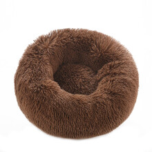 (80cm, Coffee) Fluffy Soft Comfy Calming Donut Dog Cat Beds Warm Bed Pet Round Plush Puppy Beds - JXLGV