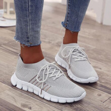 (grey, 37) New Women's Sneakers Spring Flat Shoes Casual Women Vulcanized Summer Light Mesh Breathable Female Running Shoes