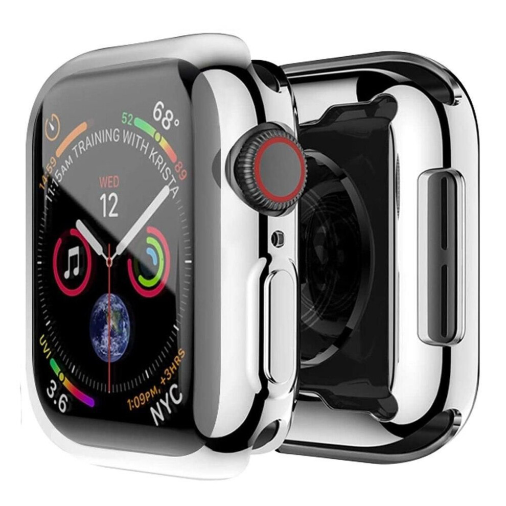 (silver, Series 7 45MM) 360 Cover For Apple Watch Case 7 6 Se 5 4 3 2 41mm 45mm 42mm 38mm Soft Clear Tpu Screen Protector For Iwatch 7 6 5 4 3 44mm 40mm