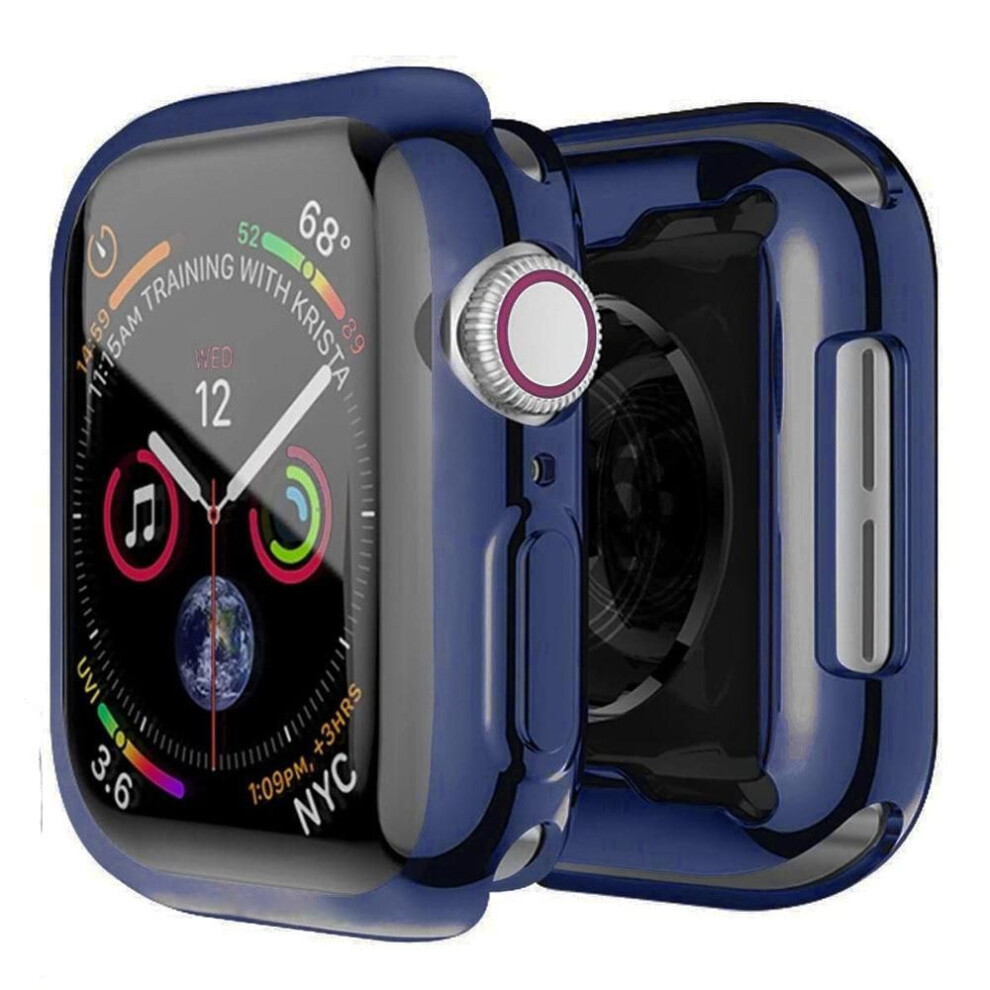 (navy blue, Series 123 38MM) 360 Cover For Apple Watch Case 7 6 Se 5 4 3 2 41mm 45mm 42mm 38mm Soft Clear Tpu Screen Protector For Iwatch 7 6 5 4 3 44mm 40mm