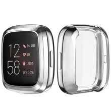 (silver, for fitbit sense) Screen Protector Case For Fitbit Versa 2 Versa 3 Versa Lite 7 Colors TPU Soft Cover Smart Watch Case Scratch-resistant Accessory