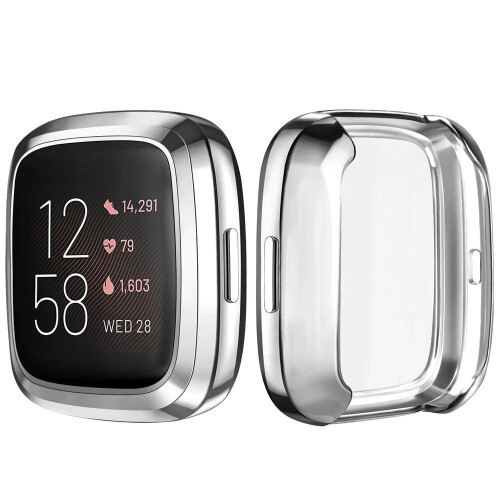 (silver, for fitbit sense) Screen Protector Case For Fitbit Versa 2 Versa 3 Versa Lite 7 Colors TPU Soft Cover Smart Watch Case Scratch-resistant Accessory