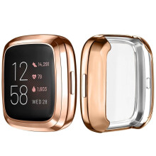 (rose gold, for fitbit sense) Screen Protector Case For Fitbit Versa 2 Versa 3 Versa Lite 7 Colors TPU Soft Cover Smart Watch Case Scratch-resistant Accessory