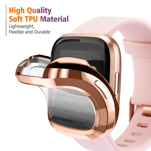 (silver, for fitbit sense) Screen Protector Case For Fitbit Versa 2 Versa 3 Versa Lite 7 Colors TPU Soft Cover Smart Watch Case Scratch-resistant Accessory 1