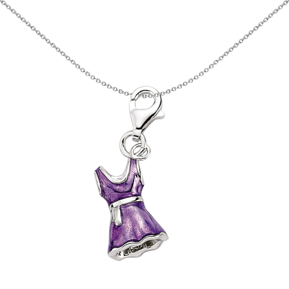 Jewelco London Sterling Silver Enamel Purpler Maxi Summer Dress Charm Pendant - CM057