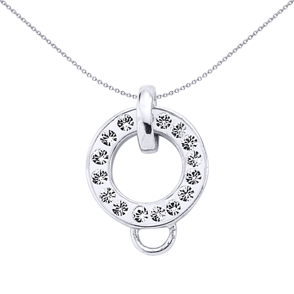 Jewelco London Sterling Silver White Crystal Circle of Life Halo Charm Pendant - CM090