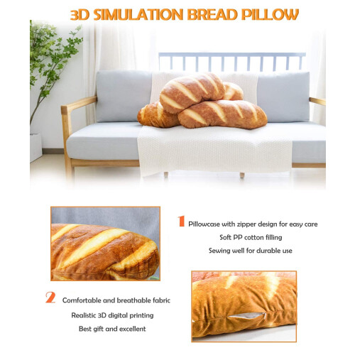Wepop 24 in 3D Σχήμα Ψωμιού Μαξιλάρι Λαδιού Μπαγκέτα Μαξιλάρι Πλάτης 2