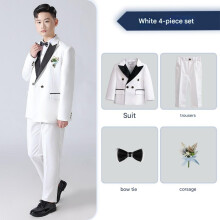 (white, 170cm,57-65kg) Men's Suits for Big Boy 4 sets including jacket trousers Bow tie and corsage