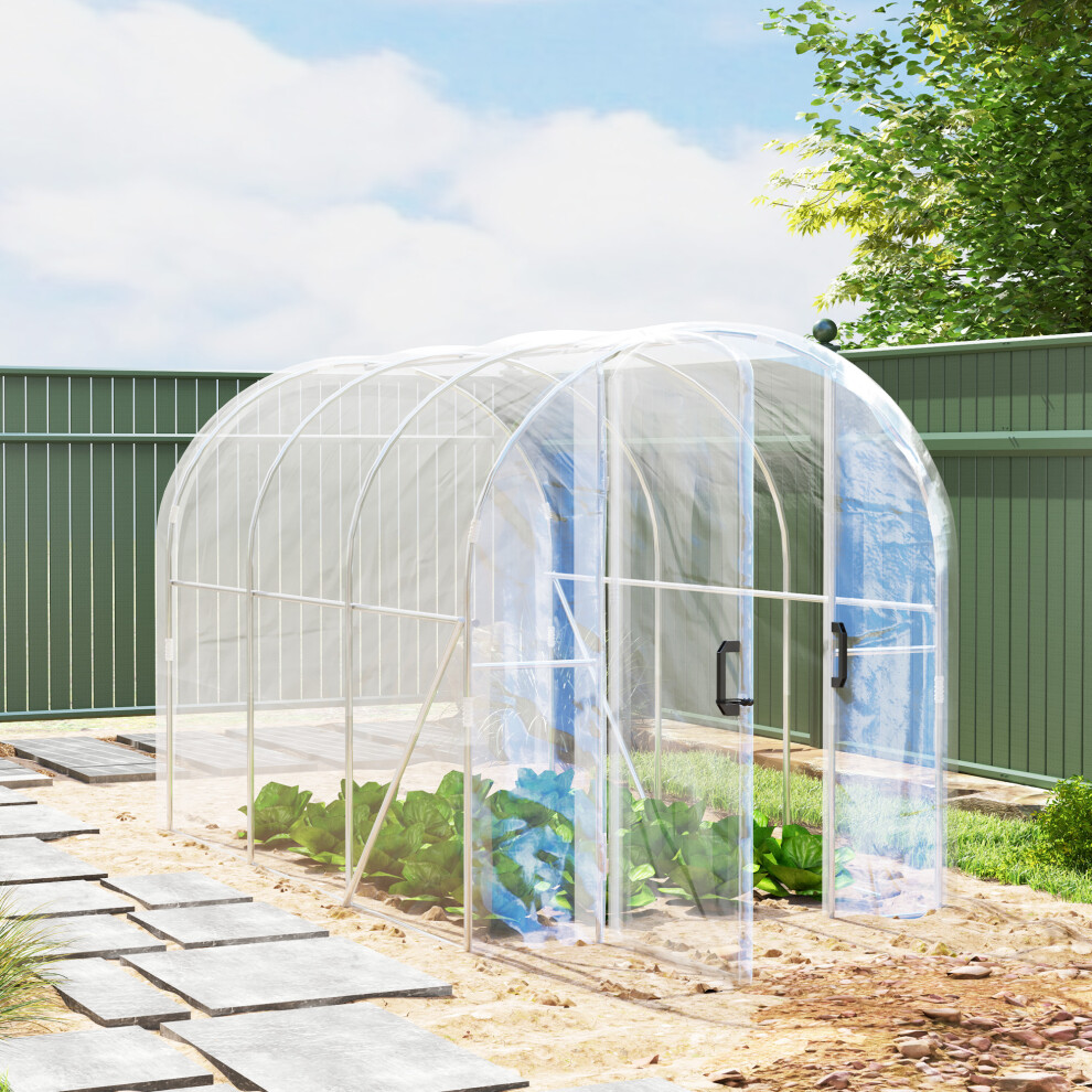 Outsunny 3 X 2 X 2M Polytunnel Greenhouse With Door, Galvanised Steel Frame