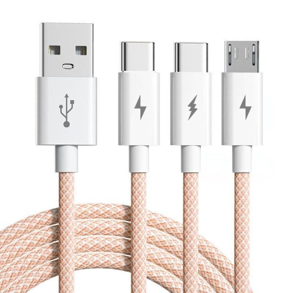 (orange, 1.2M) QGeeM 3in1 66W Super Fast Charging Macarone Braided  Data Cable, Suitable for iPhone 11 12  Huawei P30 Xiaomi Android Type C Fast Charging Cable
