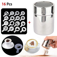 (set) cappuccino mold fancy coffee stainless steel foam spray cake mold powdered sugar chocolate spray set