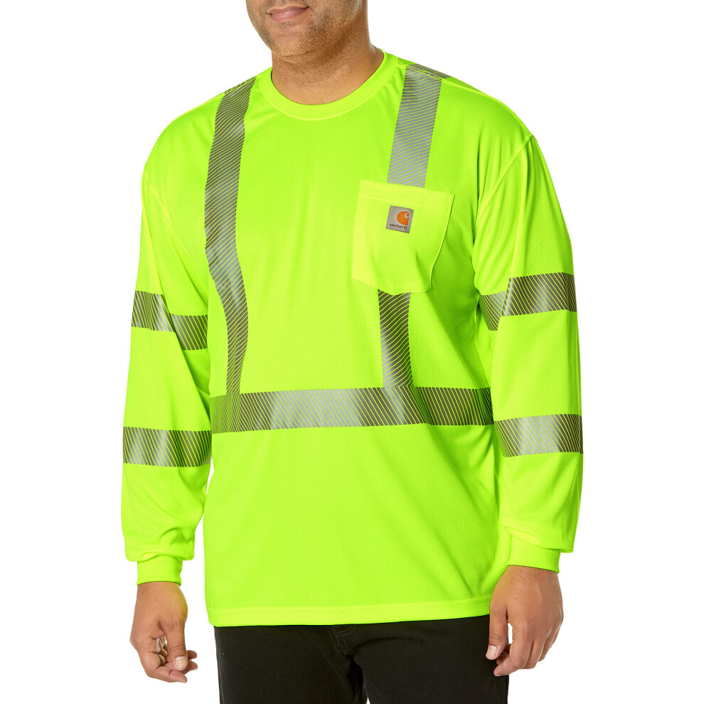 Carhartt mens High Visibility Force Long Sleeve Class 3 Tshirt Big  Tall work utility shirts  Brite Lime  Large Tall US