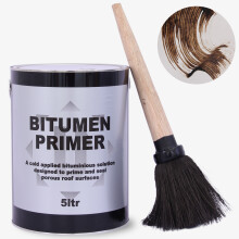 (Bitumen Primer 5L) 5L Bitumen Paint with Brush - Flat Roof Waterproofing Compound - Quality Flat Roof Sealant Paint for House and Shed Roof Repair DIY