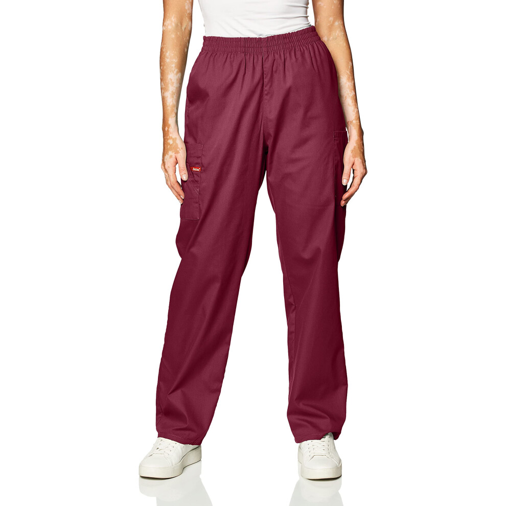 Dickies Women's Petite EDS Signature Scrubs Missy Fit Pull-On Cargo Pant  Wine  X-Large/Petite