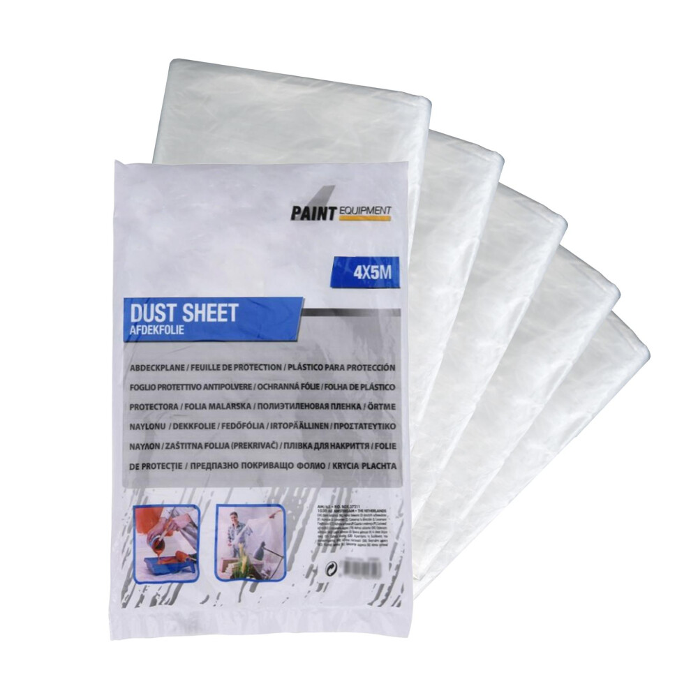 GEEZY Set of 5 Extra Large 4x5m Dust Sheets Plastic Sheet for Decorating & Protection