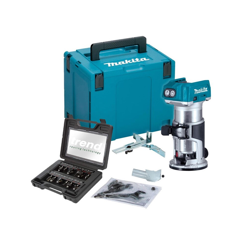 Makita DRT50ZJ 18V LXT Cordless Brushless Laminate Router Trimmer + Trend 12 Set
