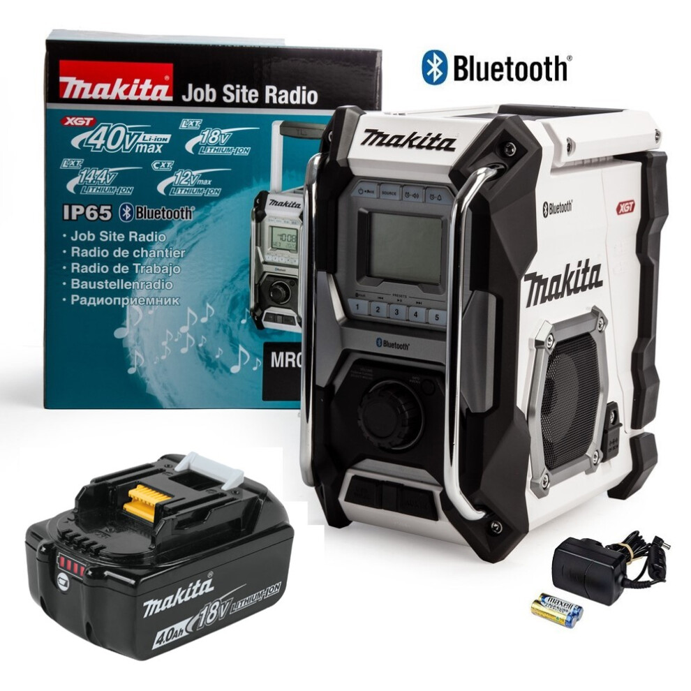 Makita Job Site Bluetooth Radio MR002GZ01 White LXT XGT 18V 40v 4.0Ah Battery