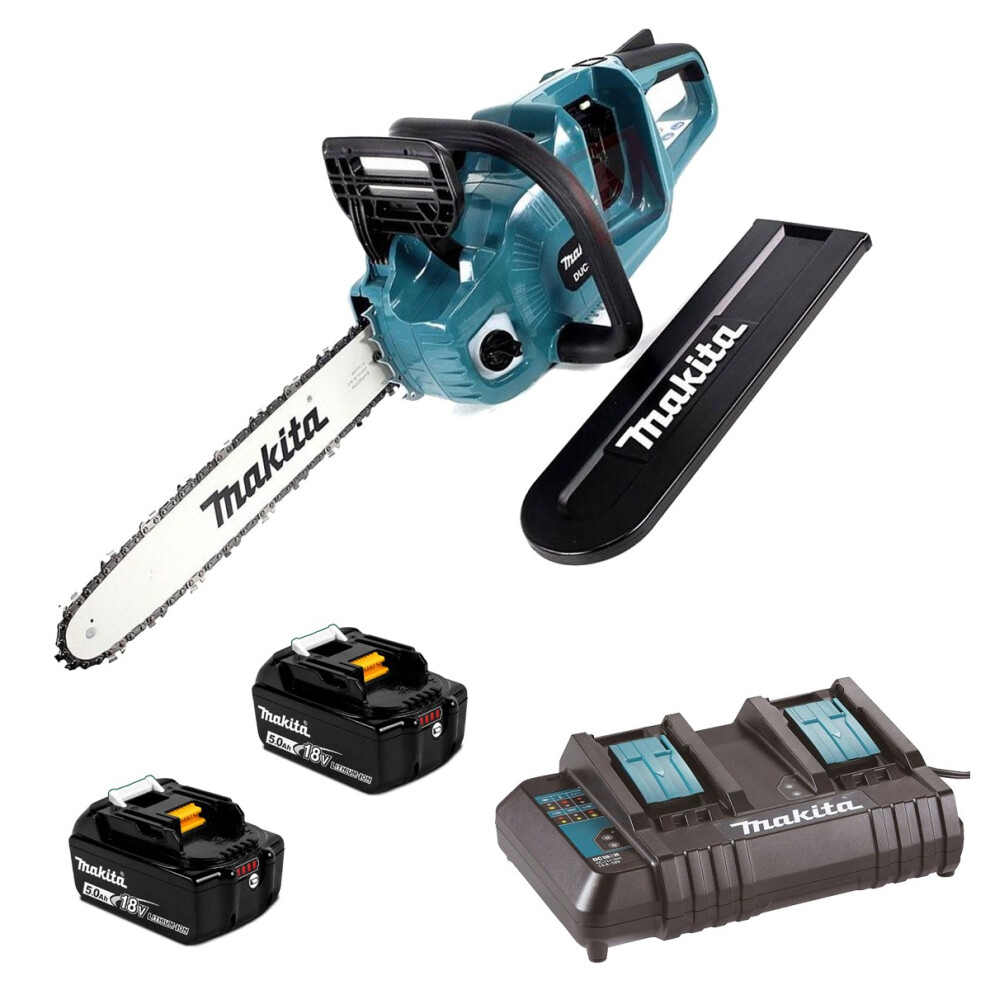 Makita DUC355CT2 Twin 18v / 36v LXT Cordless 35cm 14" Chainsaw 2x 5.0ah-image-OPC-PG5QCPT-NEW