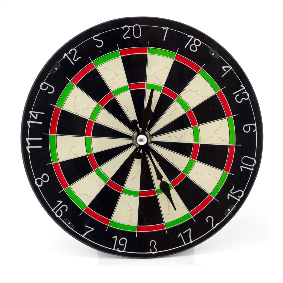 17cm Round Glass Dartboard Clock | Dart Board Shaped Wall Clock Novelty Desk Clock | Darts Wall Decor - Darts Gifts