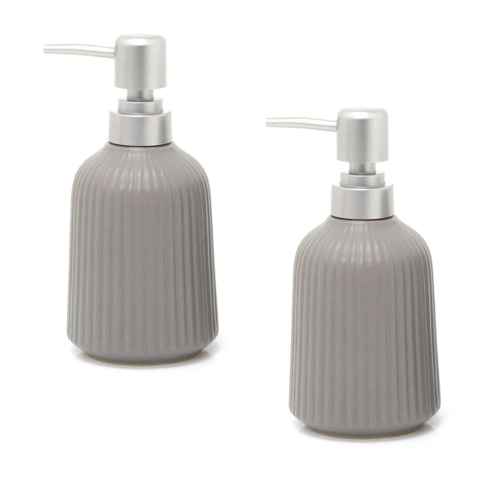 Pack Of 2 Ceramic Grey Soap Dispenser | Hand Soap Dispenser Bathroom Soap Dispenser | Hand Wash Dispenser Kitchen Soap Dispenser