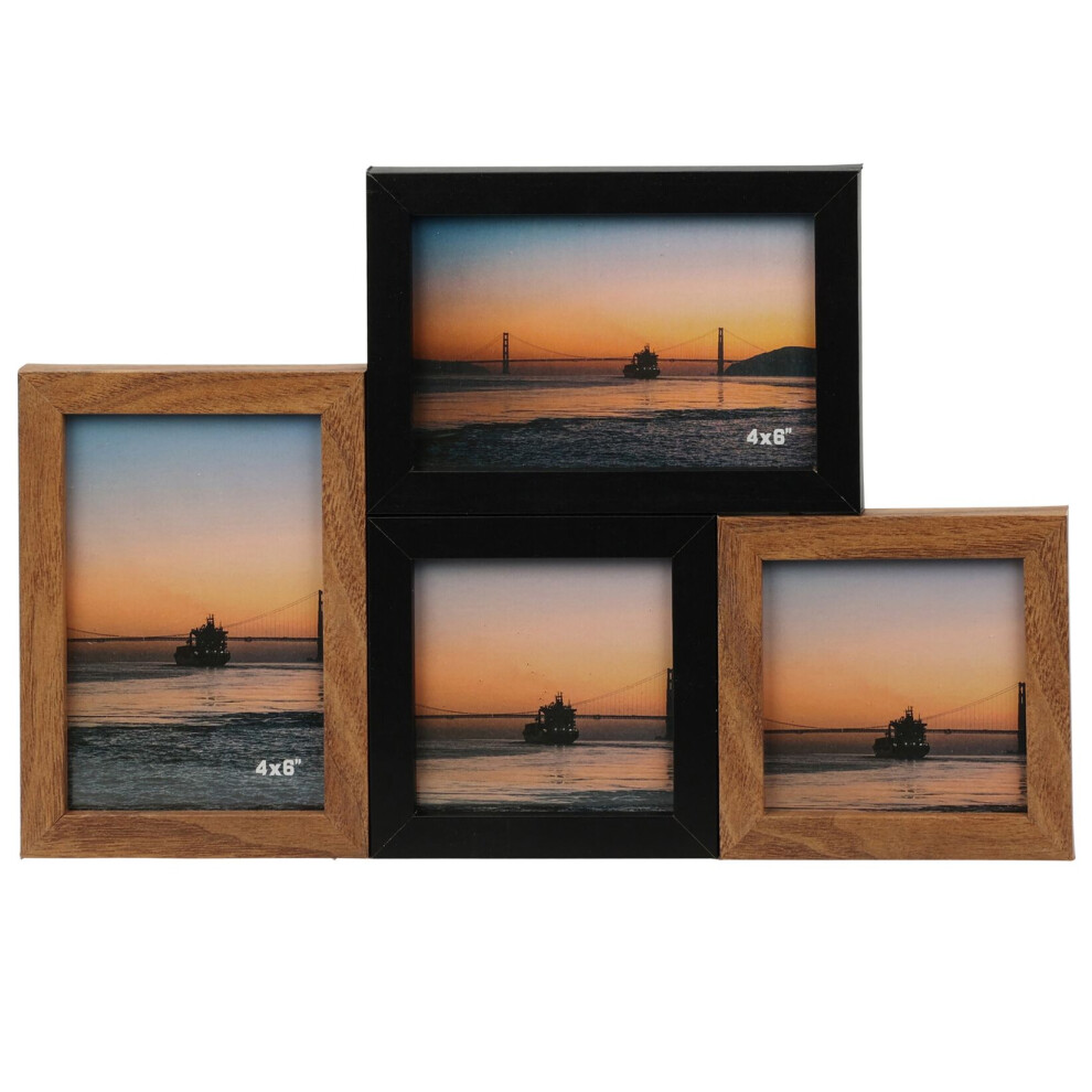 Modern 4 Multi Aperture Two Tone Photo Frame | Wall-Mounted Collage Display Picture Frame | Family Photo Frame Multi Photo Frames