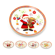 20cm Round Ceramic Christmas Plate | Festive Serving Dish Christmas Serving Plate | Christmas Tableware Xmas Snack Plate - Design Varies One Supplied