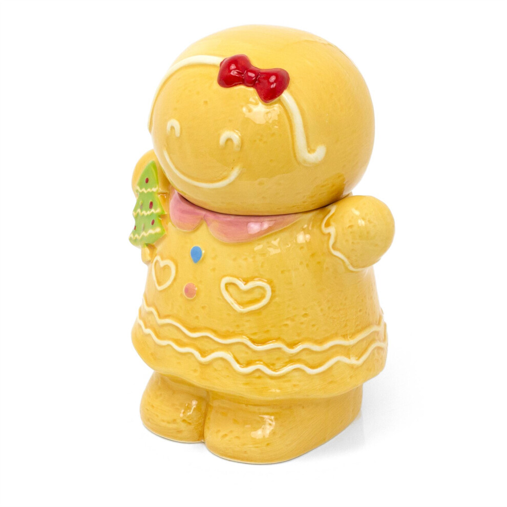 Carousel Large Christmas Gingerbread Storage Jar | Ceramic Gingerbread Cookie Jar Biscuit Barrel | Christmas Food Storage Pot Kitchen Jar With Lid - Girl