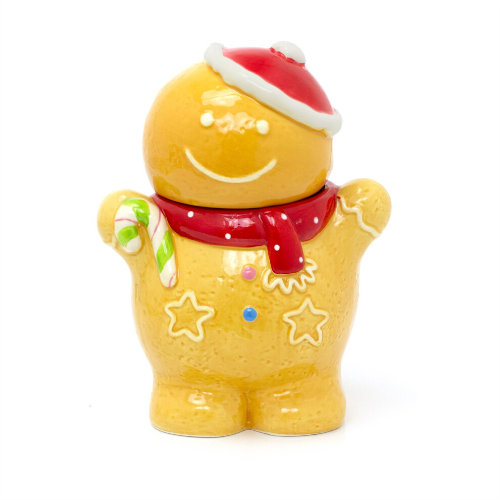 Carousel Large Christmas Gingerbread Storage Jar | Ceramic Gingerbread Cookie Jar Biscuit Barrel | Christmas Food Storage Pot Kitchen Jar With Lid - Boy