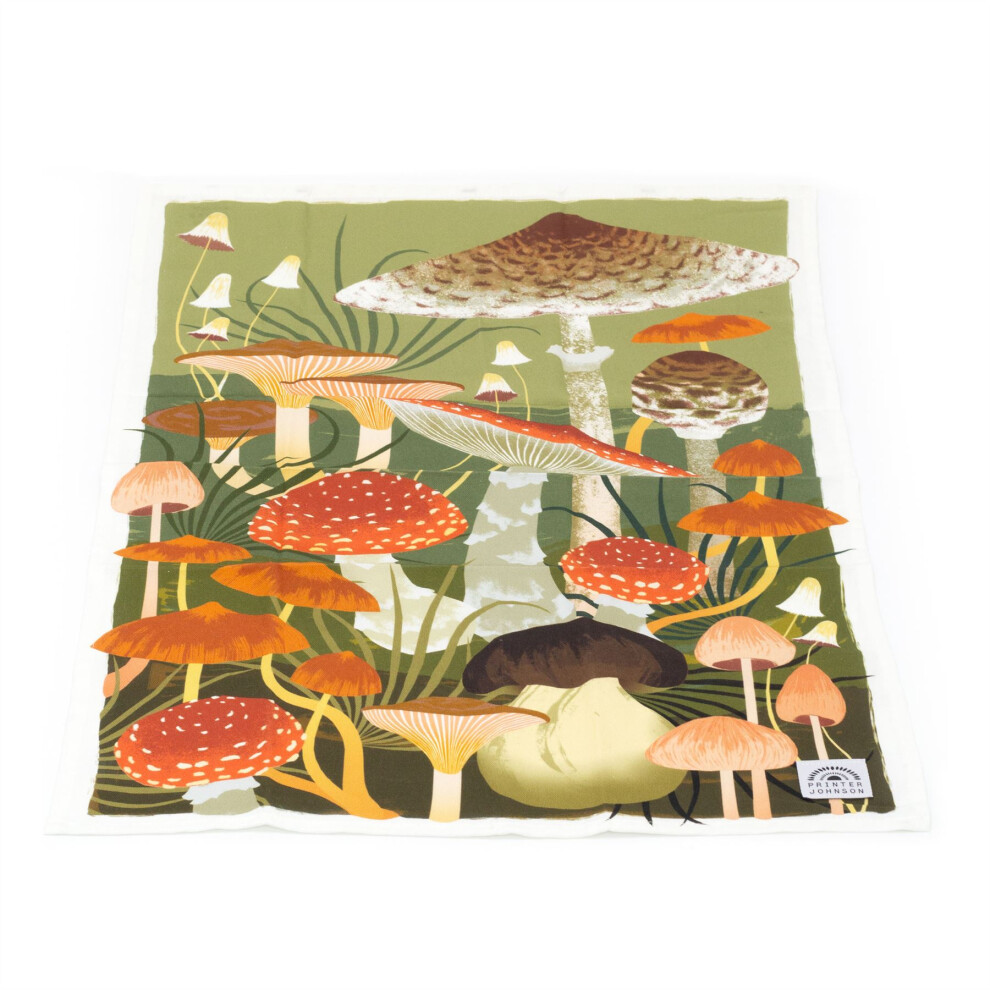 Printer Johnson - Fungi Tea Towel | 100% Cotton Tea Towel Dish Drying Cloth | Decorative Tea Towel For Kitchen - 75x60cm