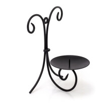 Black Metal Scroll Wall Sconce Candle Holder | Wall Mounted Black Pillar Candle Holder | Wall Candle Plate With Spike