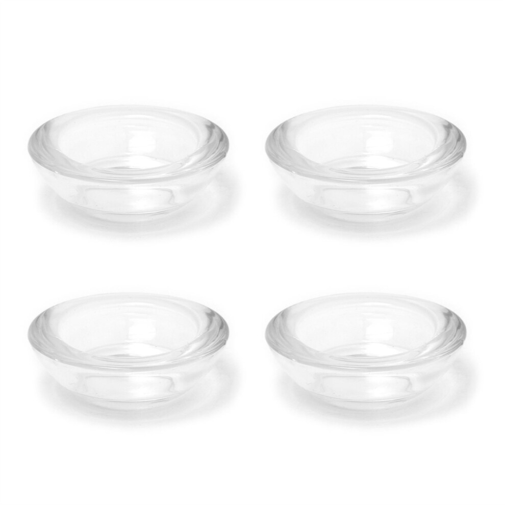 Set of 4 Clear Glass Tea Light Holders | Pack of 4 Round Tealight Candle Holders | Glass Candle Holders Votive Candle Pots