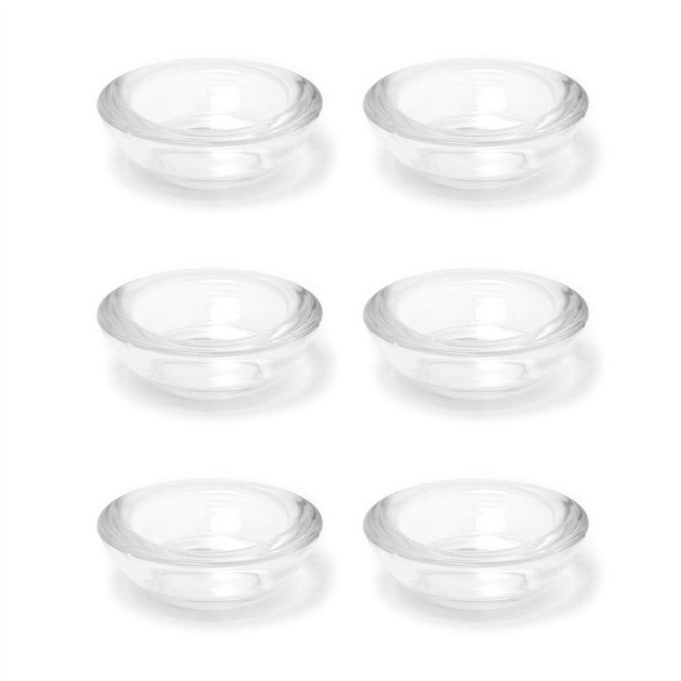 Set of 6 Clear Glass Tea Light Holders | Pack of 6 Round Tealight Candle Holders | Glass Candle Holders Votive Candle Pots