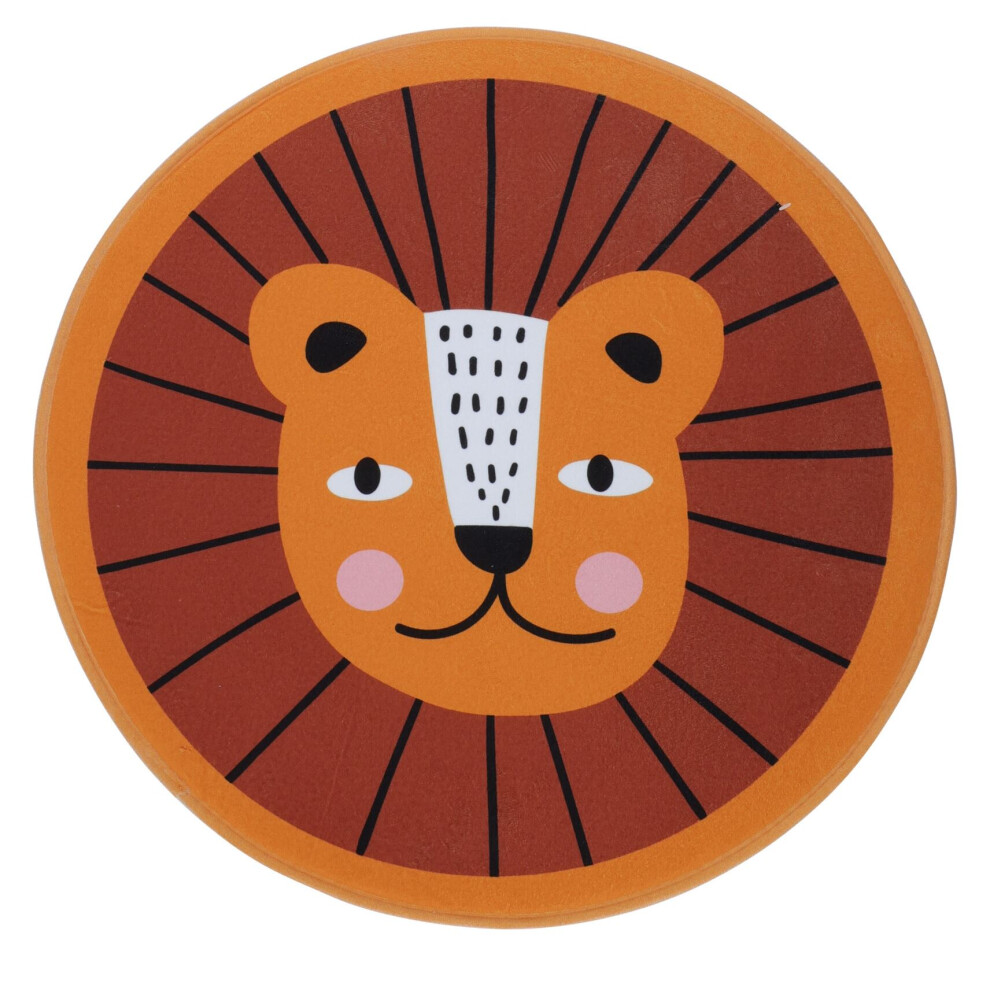 Childrens Round Jungle Animal Rug | Non-slip Novelty Safari Animal Area Rug For Kids | Girls Boys Nursery Bedroom Floor Rug Area Rug - Lion